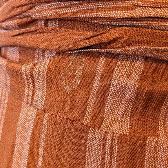 Midi Terra Cotta Striped Wrap Dress Size S - Picture 9 of 14